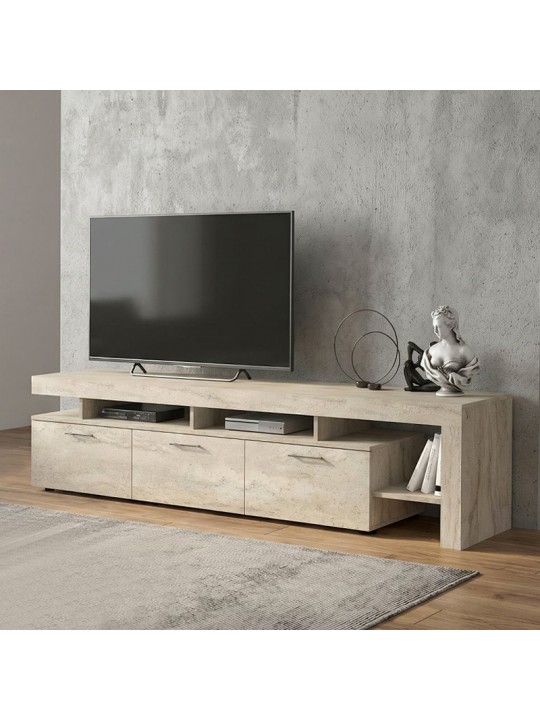 Έπιπλο τηλεόρασης Acnes Megapap χρώμα travertine 220x40x52εκ.