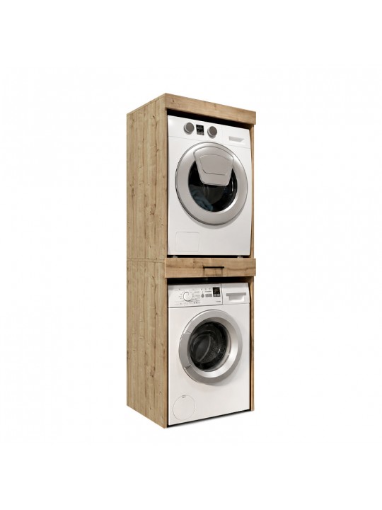 Έπιπλο πλυντηρίου - στεγνωτηρίου Fika Megapap χρώμα sapphire oak 67x61,8x198,5εκ.
