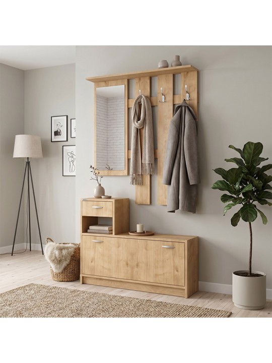 Έπιπλο εισόδου Raynold Megapap χρώμα φυσικό οξιάς 100x30x180εκ.