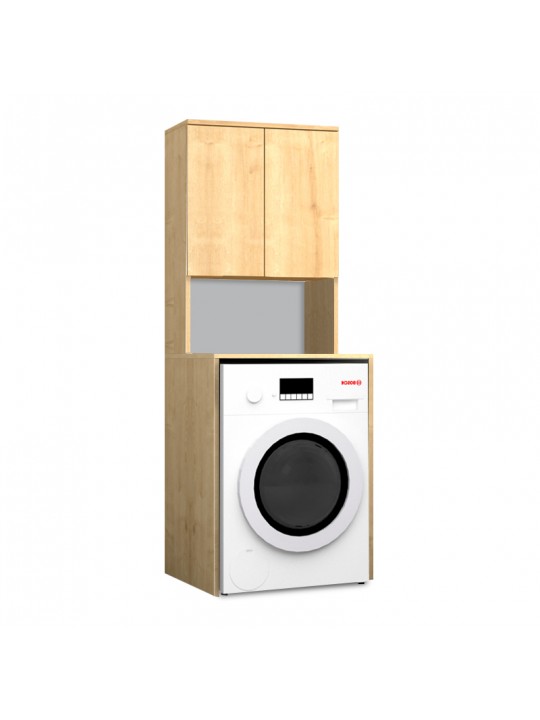 Έπιπλο πλυντηρίου Cozen Megapap χρώμα φυσικό οξιάς 65x60x178εκ.