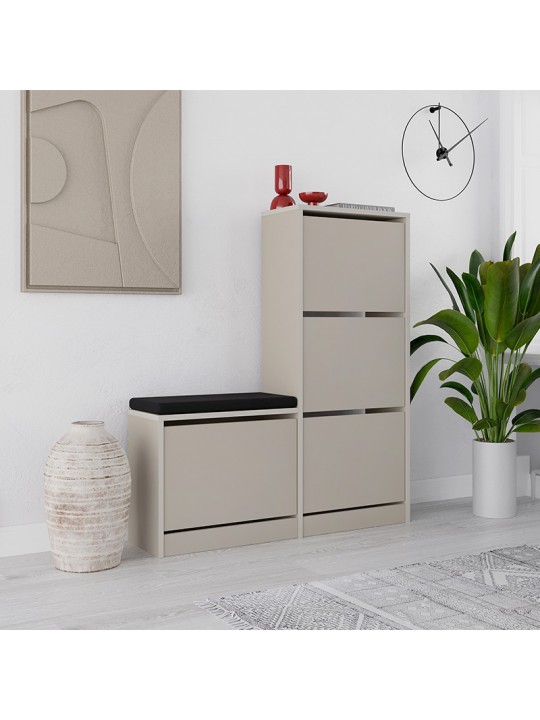 Παπουτσοθήκη Dude Megapap χρώμα sandstone 104,8x26x118,5εκ.