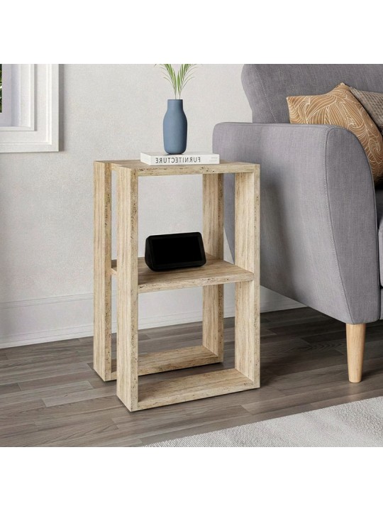 Κομοδίνο - Τραπεζάκι βοηθητικό Lonie Megapap χρώμα travertine 34x30x55εκ.