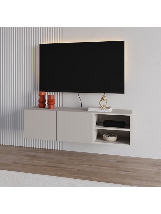 Έπιπλο τηλεόρασης επιτοίχιο Conrad Megapap χρώμα sandstone 140x35x38εκ.