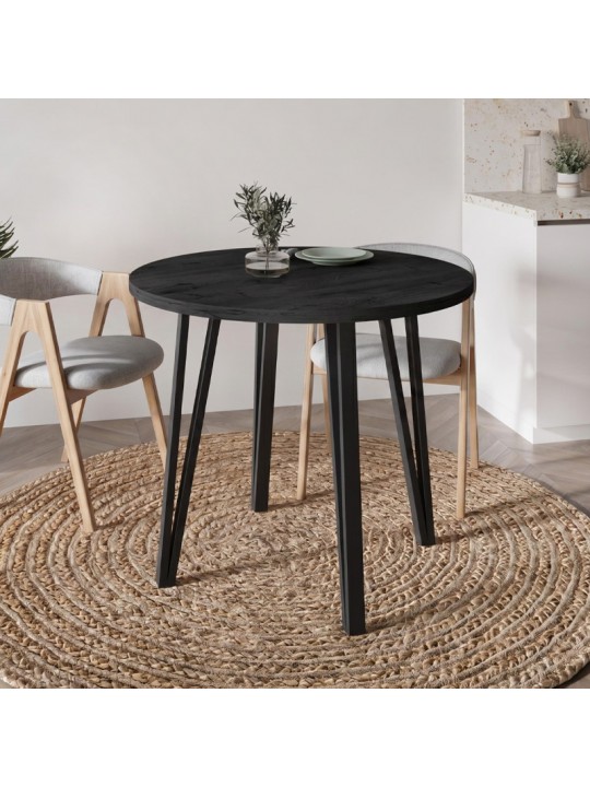 Τραπέζι Xana Megapap χρώμα black wood Ø90x77,5εκ.