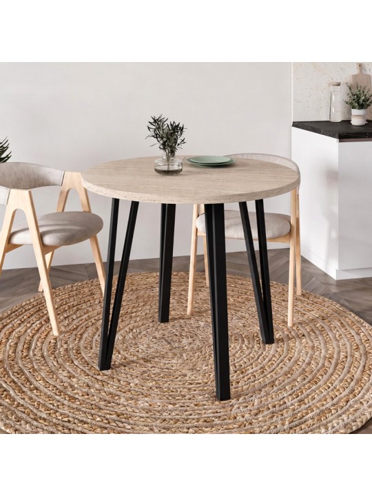 Τραπέζι Xana Megapap χρώμα travertine Ø90x77,5εκ.