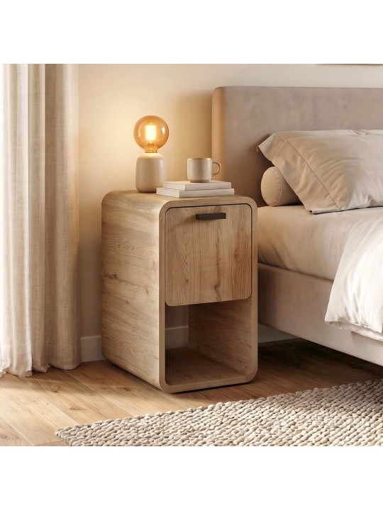 Τραπεζάκι βοηθητικό - Κομοδίνο Rovel Megapap χρώμα sepet oak 30x39x50,5εκ.