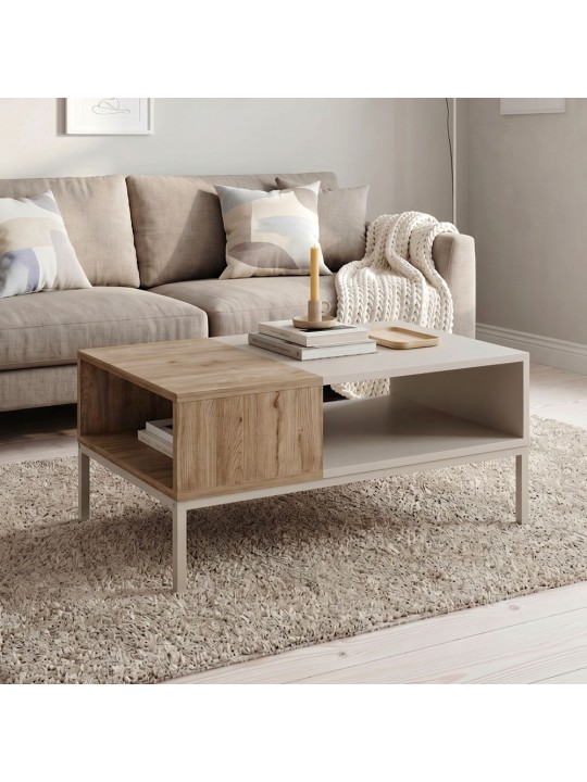 Τραπεζάκι σαλονιού Cailin Megapap χρώμα sandstone - sepet oak 90x56x40,6εκ.