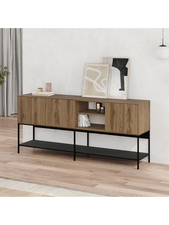 Μπουφές Amira Megapap χρώμα καρυδί Ud - black wood 180x40x80εκ.