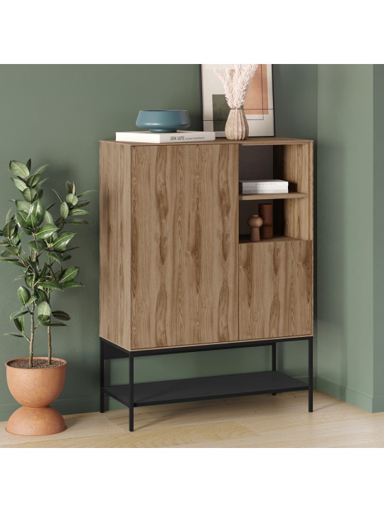 Μπουφές Amira Megapap χρώμα καρυδί Ud - black wood 90x40x125εκ.