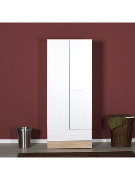 Ντουλάπα ρούχων Base Megapap δίφυλλη σε χρώμα λευκό - sonoma 80x52x198εκ. Ντουλάπα ρούχων Base Megapap δίφυλλη σε χρώμα λευκό - sonoma 80x52x198εκ.