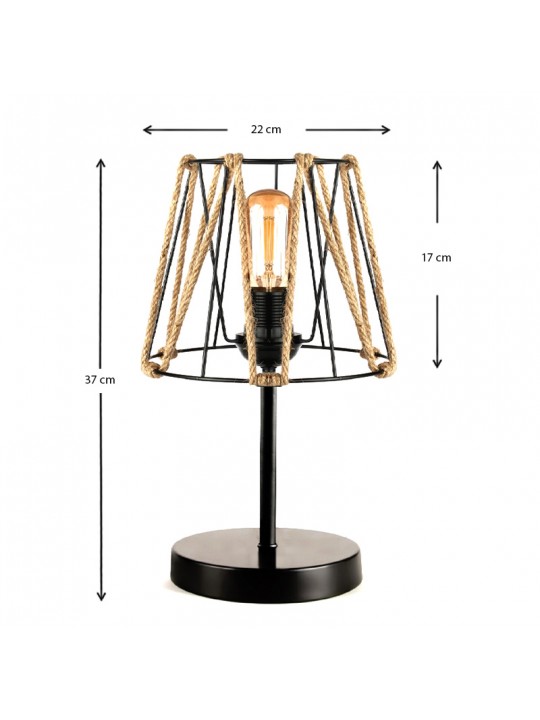 Φωτιστικό επιτραπέζιο Clancy Megapap E27 σχοινί/μεταλλικό χρώμα μαύρο 22x17x37εκ. Φωτιστικό επιτραπέζιο Clancy Megapap E27 σχοινί/μεταλλικό χρώμα μαύρο 22x17x37εκ.