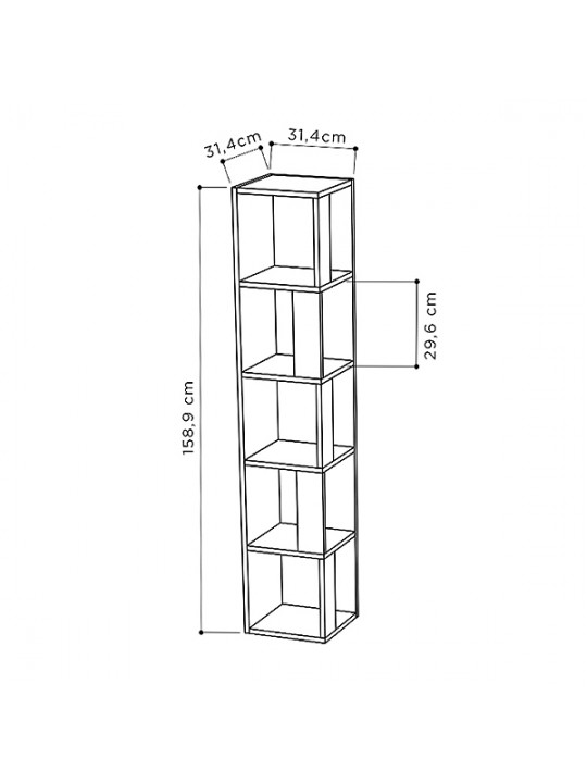 Βιβλιοθήκη γωνιακή Piano Megapap από μελαμίνη χρώμα γκρι ρετρό 31,4x31,4x158,9εκ. Βιβλιοθήκη γωνιακή Piano Megapap από μελαμίνη χρώμα γκρι ρετρό 31,4x31,4x158,9εκ.