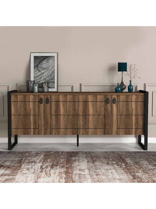Μπουφές μελαμίνης Ursula Megapap χρώμα καρυδί 180x40x77,6εκ. Μπουφές μελαμίνης Ursula Megapap χρώμα καρυδί 180x40x77,6εκ.