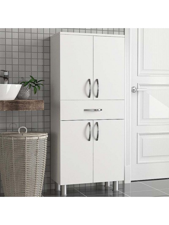 Ντουλάπι κουζίνας - μπάνιου Montana Megapap από μελαμίνη χρώμα λευκό 59,4x31,5x140εκ. Ντουλάπι κουζίνας - μπάνιου Montana Megapap από μελαμίνη χρώμα λευκό 59,4x31,5x140εκ.