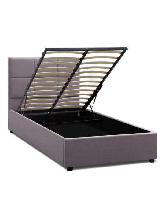 Κρεβάτι Kingston Megapap βελούδινο με αποθηκευτικό χώρο χρώμα γκρι 100x200εκ. Κρεβάτι Kingston Megapap βελούδινο με αποθηκευτικό χώρο χρώμα γκρι 100x200εκ.