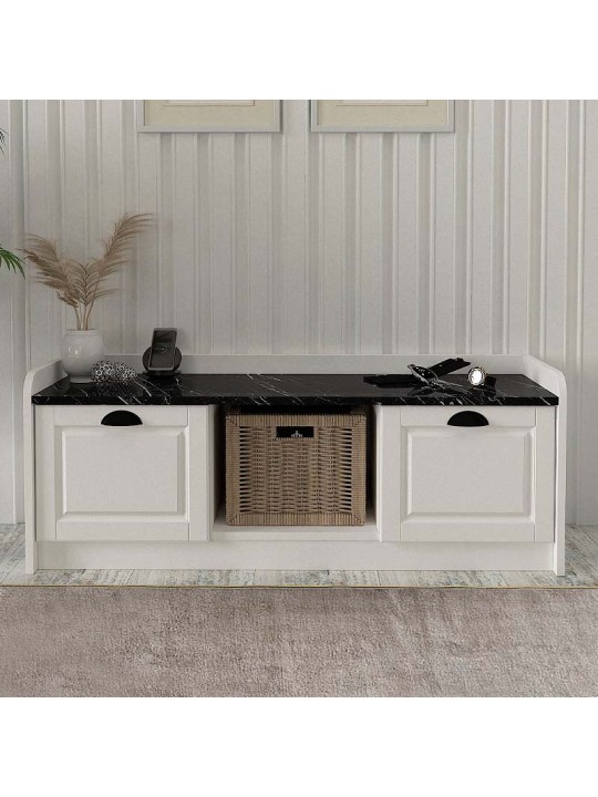 Παπουτσοθήκη μελαμίνης Rayne Megapap χρώμα λευκό - μαύρο εφέ μαρμάρου 120x40x45εκ. Παπουτσοθήκη μελαμίνης Rayne Megapap χρώμα λευκό - μαύρο εφέ μαρμάρου 120x40x45εκ.