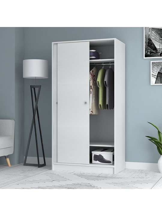 Ντουλάπα ρούχων Misra Megapap δίφυλλη συρόμενη από μελαμίνη χρώμα λευκό 94x52x182εκ. Ντουλάπα ρούχων Misra Megapap δίφυλλη συρόμενη από μελαμίνη χρώμα λευκό 94x52x182εκ.