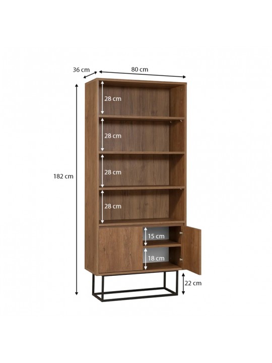 Βιβλιοθήκη Amedeo Megapap από μελαμίνη χρώμα καρυδί 80x36x182εκ. Βιβλιοθήκη Amedeo Megapap από μελαμίνη χρώμα καρυδί 80x36x182εκ.