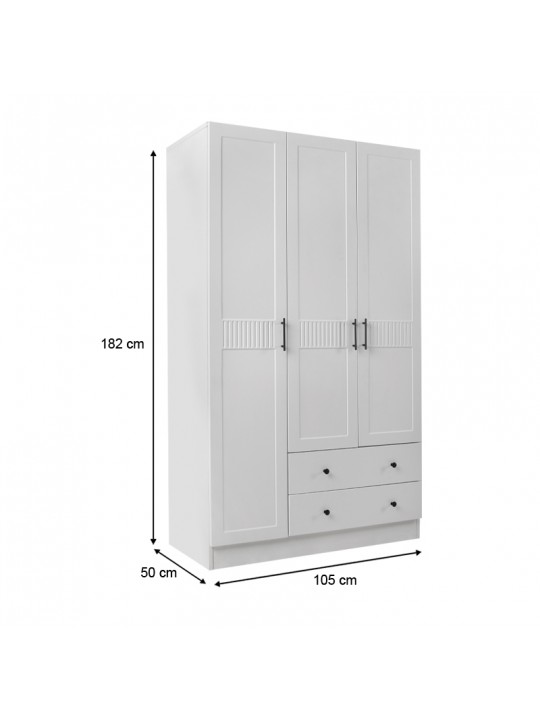 Ντουλάπα ρούχων Jenna Megapap τρίφυλλη χρώμα λευκό 105x50x182εκ. Ντουλάπα ρούχων Jenna Megapap τρίφυλλη χρώμα λευκό 105x50x182εκ.