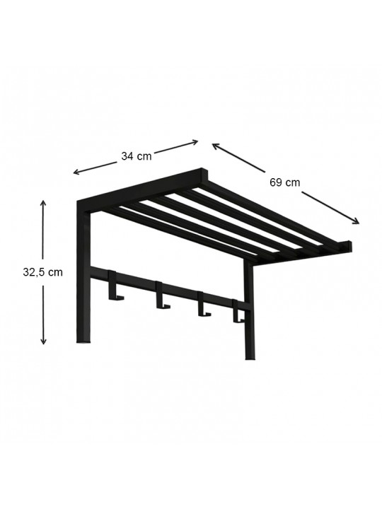 Κρεμάστρα τοίχου Ofred Megapap μεταλλική χρώμα μαύρο 69x34x32,5εκ. Κρεμάστρα τοίχου Ofred Megapap μεταλλική χρώμα μαύρο 69x34x32,5εκ.