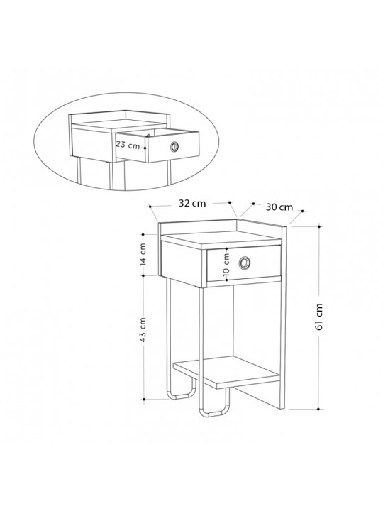 Κομοδίνο μελαμίνης Sirius Megapap δεξί χρώμα φυσικό οξιάς 32x30x61εκ. Κομοδίνο μελαμίνης Sirius Megapap δεξί χρώμα φυσικό οξιάς 32x30x61εκ.