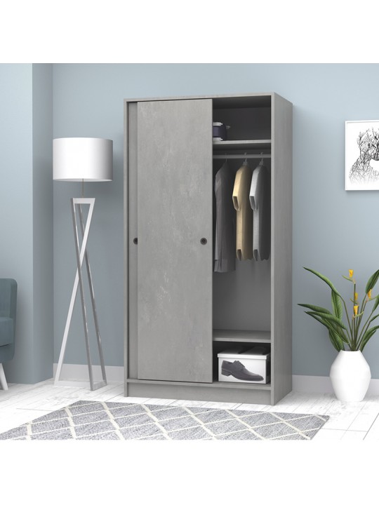Ντουλάπα ρούχων Misra Megapap δίφυλλη συρόμενη χρώμα γκρι σκυροδέματος 94x52x182εκ. Ντουλάπα ρούχων Misra Megapap δίφυλλη συρόμενη χρώμα γκρι σκυροδέματος 94x52x182εκ.