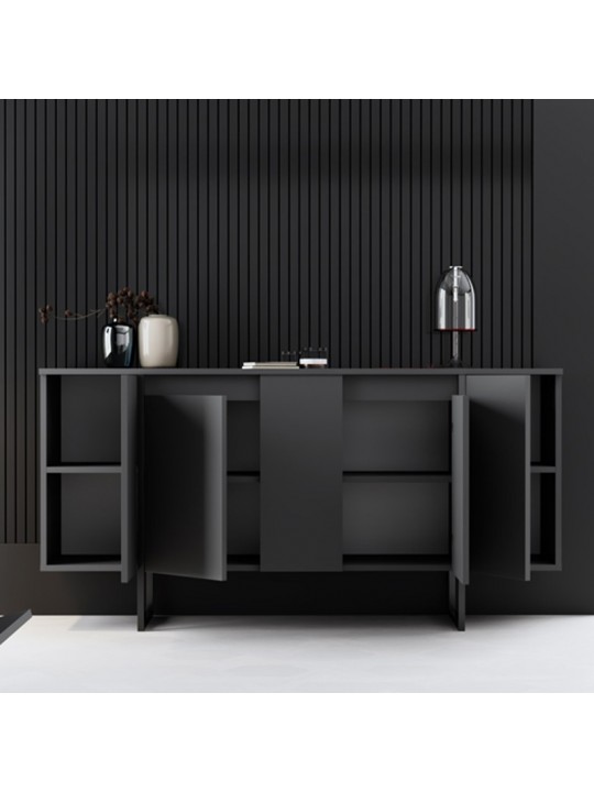 Μπουφές Luxe Megapap χρώμα ανθρακί 160x35x80εκ. Μπουφές Luxe Megapap χρώμα ανθρακί 160x35x80εκ.