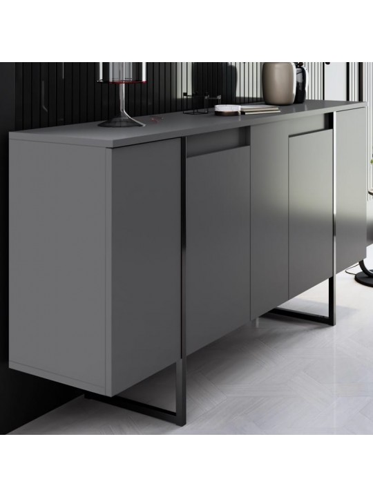 Μπουφές Luxe Megapap χρώμα ανθρακί 160x35x80εκ. Μπουφές Luxe Megapap χρώμα ανθρακί 160x35x80εκ.