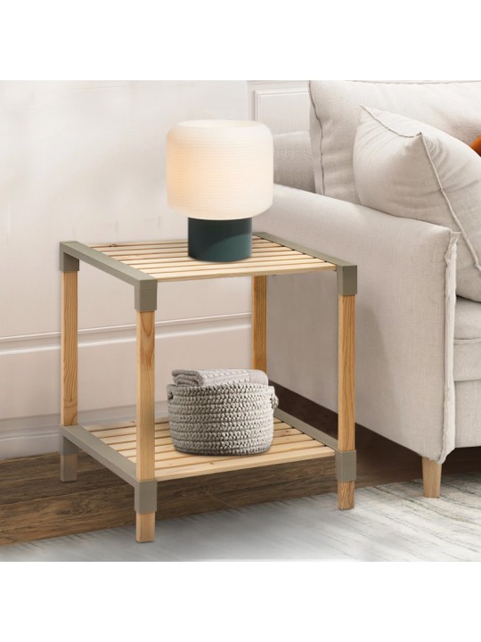 Τραπεζάκι βοηθητικό - κομοδίνο ξύλινο - πλαστικό χρώμα φυσικό - μπεζ 41x33x45εκ. Τραπεζάκι βοηθητικό - κομοδίνο ξύλινο - πλαστικό χρώμα φυσικό - μπεζ 41x33x45εκ.