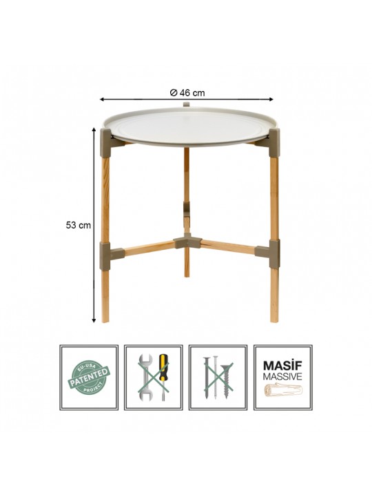 Τραπεζάκι βοηθητικό ξύλινο - πλαστικό χρώμα μπεζ Φ46x53εκ. Τραπεζάκι βοηθητικό ξύλινο - πλαστικό χρώμα μπεζ Φ46x53εκ.