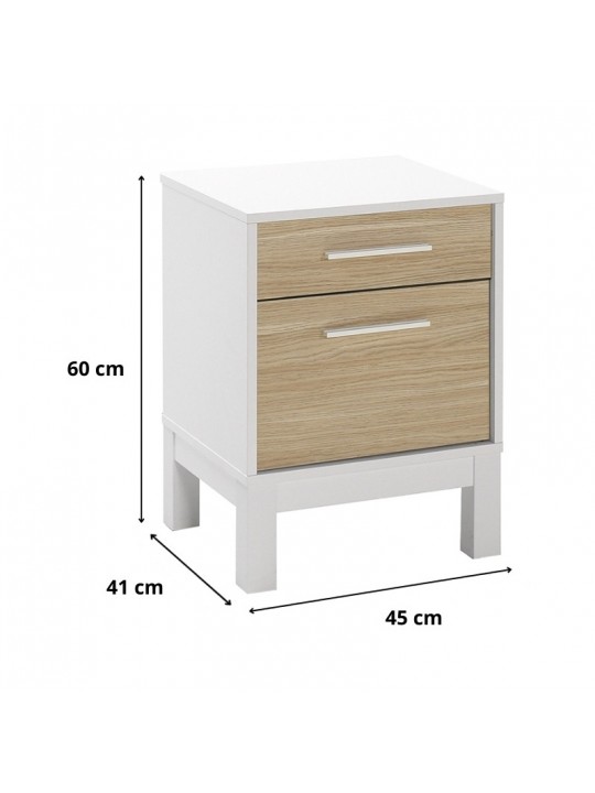 Κομοδίνο London Megapap χρώμα λευκό - oak 45x41x60εκ. Κομοδίνο London Megapap χρώμα λευκό - oak 45x41x60εκ.
