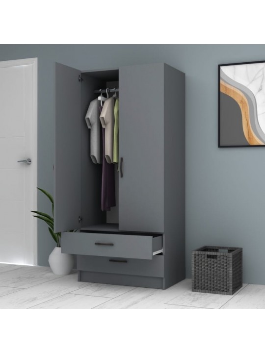 Ντουλάπα ρούχων Ricardo Megapap δίφυλλη χρώμα ανθρακί 80x51,8x181εκ. Ντουλάπα ρούχων Ricardo Megapap δίφυλλη χρώμα ανθρακί 80x51,8x181εκ.