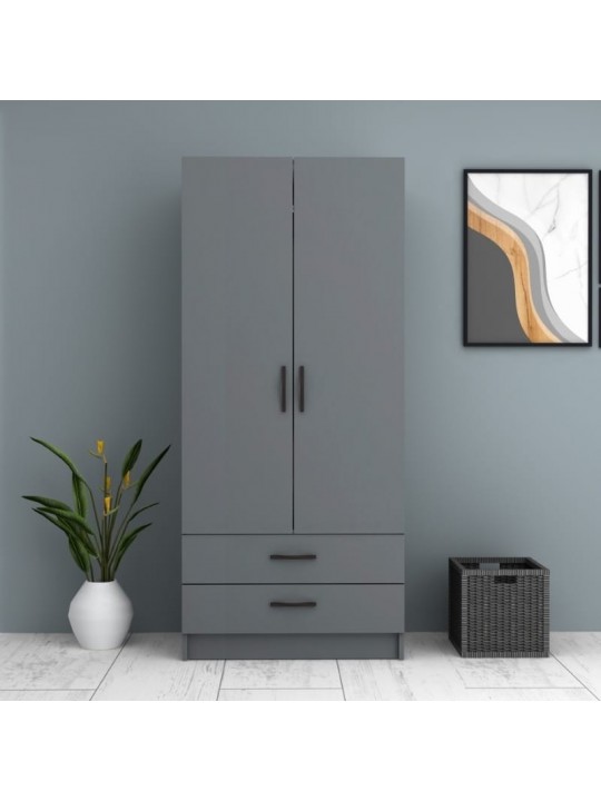 Ντουλάπα ρούχων Ricardo Megapap δίφυλλη χρώμα ανθρακί 80x51,8x181εκ. Ντουλάπα ρούχων Ricardo Megapap δίφυλλη χρώμα ανθρακί 80x51,8x181εκ.