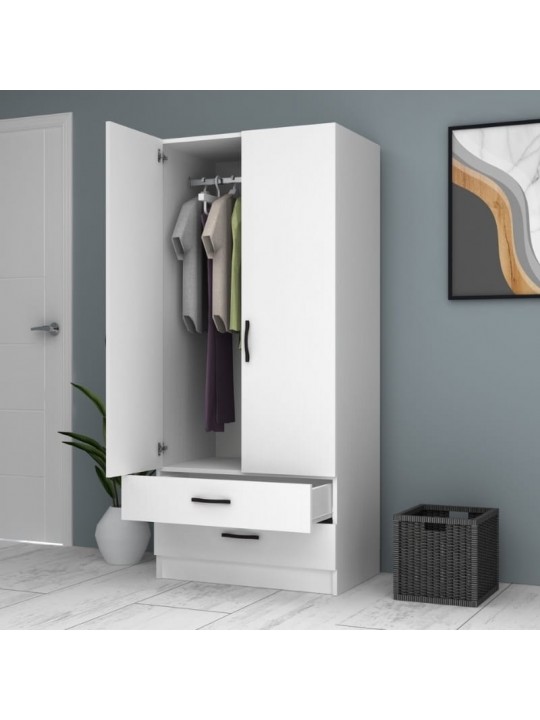 Ντουλάπα ρούχων Ricardo Megapap δίφυλλη χρώμα λευκό 80x51,8x181εκ. Ντουλάπα ρούχων Ricardo Megapap δίφυλλη χρώμα λευκό 80x51,8x181εκ.