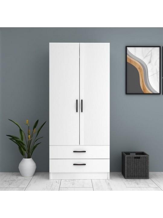 Ντουλάπα ρούχων Ricardo Megapap δίφυλλη χρώμα λευκό 80x51,8x181εκ. Ντουλάπα ρούχων Ricardo Megapap δίφυλλη χρώμα λευκό 80x51,8x181εκ.