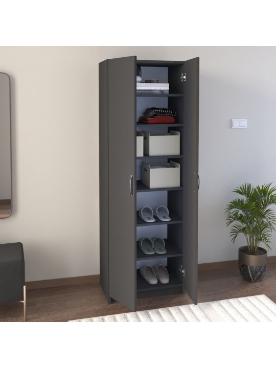 Ντουλάπα ρούχων - Παπουτσοθήκη Renso Megapap δίφυλλη χρώμα ανθρακί 59,8x37,8x178,5εκ. Ντουλάπα ρούχων - Παπουτσοθήκη Renso Megapap δίφυλλη χρώμα ανθρακί 59,8x37,8x178,5εκ.