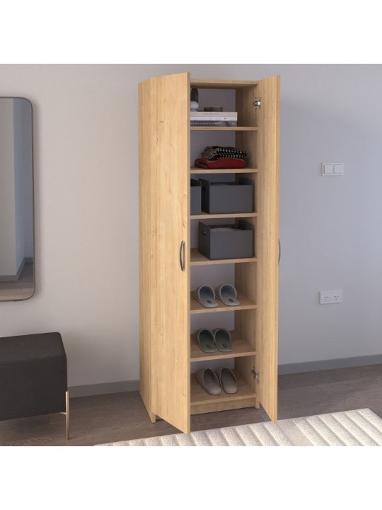 Ντουλάπα ρούχων - Παπουτσοθήκη Renso Megapap δίφυλλη χρώμα sapphire oak 59,8x37,8x178,5εκ. Ντουλάπα ρούχων - Παπουτσοθήκη Renso Megapap δίφυλλη χρώμα sapphire oak 59,8x37,8x178,5εκ.
