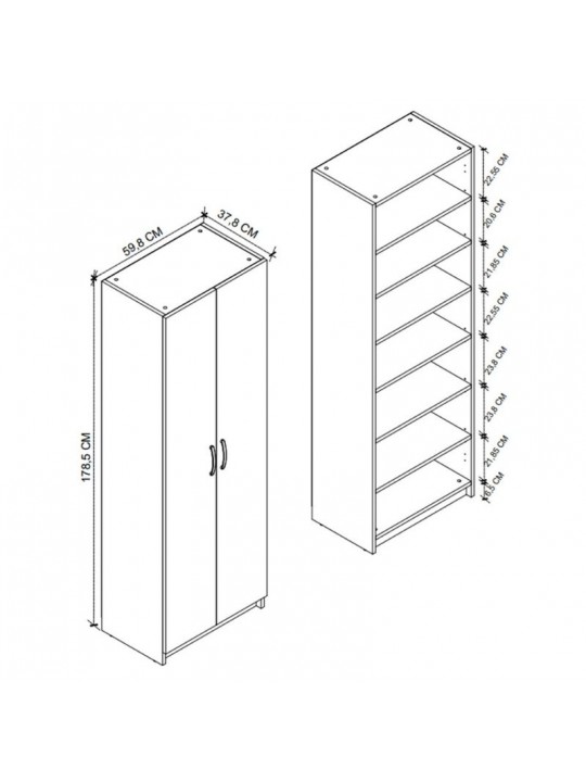 Ντουλάπα ρούχων - Παπουτσοθήκη Renso Megapap δίφυλλη χρώμα sapphire oak 59,8x37,8x178,5εκ. Ντουλάπα ρούχων - Παπουτσοθήκη Renso Megapap δίφυλλη χρώμα sapphire oak 59,8x37,8x178,5εκ.