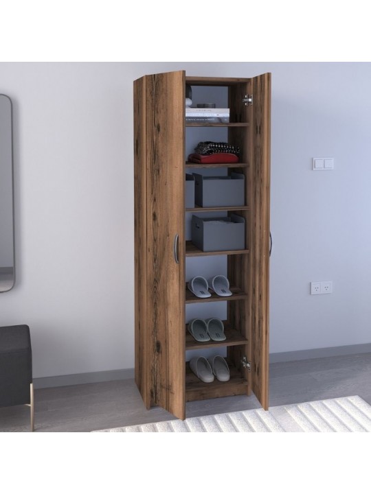 Ντουλάπα ρούχων - Παπουτσοθήκη Renso Megapap δίφυλλη χρώμα καπνιστή καρυδιά 59,8x37,8x178,5εκ. Ντουλάπα ρούχων - Παπουτσοθήκη Renso Megapap δίφυλλη χρώμα καπνιστή καρυδιά 59,8x37,8x178,5εκ.