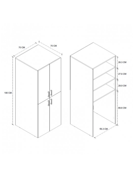 Ντουλάπα μπάνιου - Έπιπλο πλυντηρίου Millay Megapap χρώμα sapphire oak 70x70x180εκ. Ντουλάπα μπάνιου - Έπιπλο πλυντηρίου Millay Megapap χρώμα sapphire oak 70x70x180εκ.
