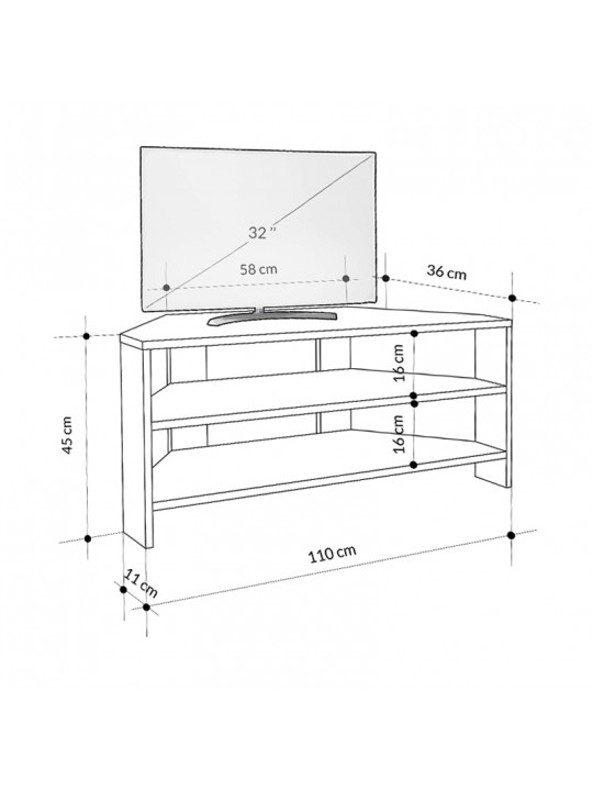 Έπιπλο τηλεόρασης γωνιακό Thales Megapap χρώμα ανοιχτό καρυδί 110x36x45εκ. Έπιπλο τηλεόρασης γωνιακό Thales Megapap χρώμα ανοιχτό καρυδί 110x36x45εκ.