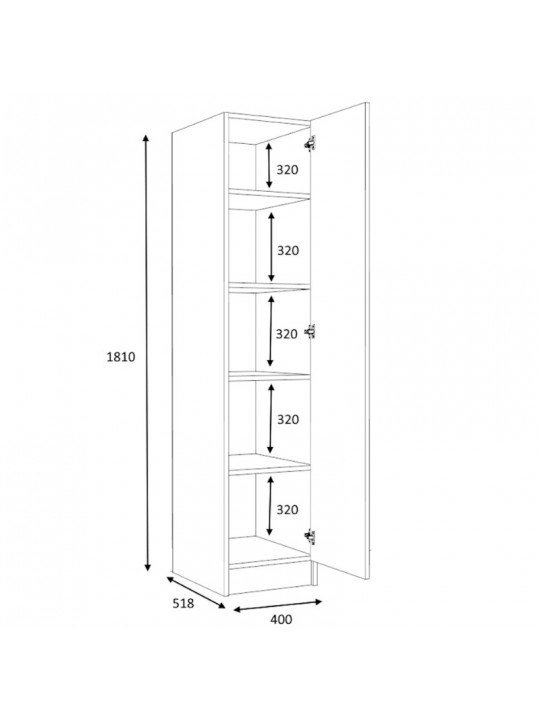Ντουλάπα ρούχων Ricardo Megapap μονόφυλλη χρώμα φυσικό οξιάς 40x51,8x181εκ. Ντουλάπα ρούχων Ricardo Megapap μονόφυλλη χρώμα φυσικό οξιάς 40x51,8x181εκ.