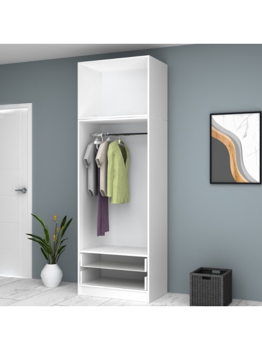 Ντουλάπα ρούχων Ricardo Megapap δίφυλλη με πατάρι και συρτάρια χρώμα λευκό 80x51,8x240εκ. Ντουλάπα ρούχων Ricardo Megapap δίφυλλη με πατάρι και συρτάρια χρώμα λευκό 80x51,8x240εκ.