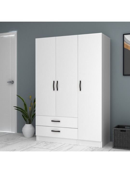 Ντουλάπα ρούχων Ricardo Megapap τρίφυλλη με συρτάρια χρώμα λευκό 120x51,8x181εκ. Ντουλάπα ρούχων Ricardo Megapap τρίφυλλη με συρτάρια χρώμα λευκό 120x51,8x181εκ.