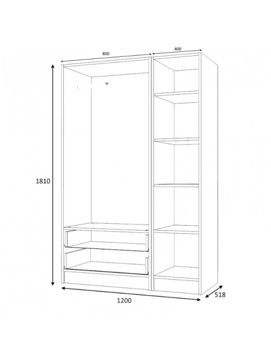 Ντουλάπα ρούχων Ricardo Megapap τρίφυλλη με συρτάρια χρώμα λευκό 120x51,8x181εκ. Ντουλάπα ρούχων Ricardo Megapap τρίφυλλη με συρτάρια χρώμα λευκό 120x51,8x181εκ.