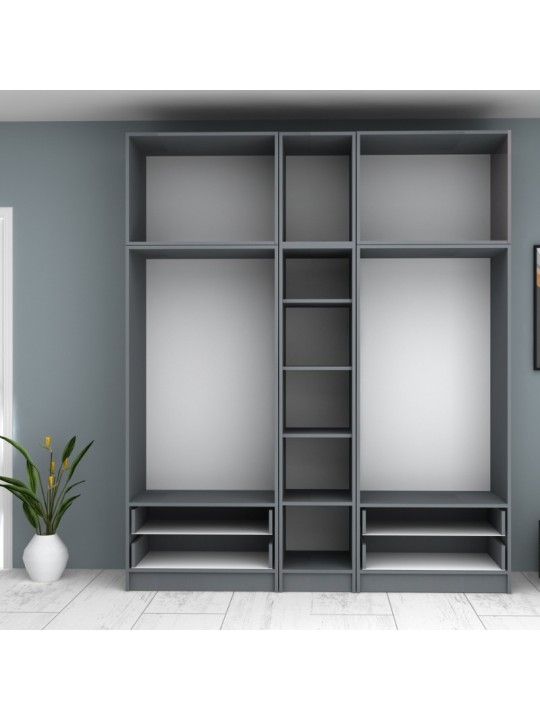 Ντουλάπα ρούχων Ricardo Megapap πεντάφυλλη με πατάρι και συρτάρια χρώμα ανθρακί 200x51,8x240εκ. Ντουλάπα ρούχων Ricardo Megapap πεντάφυλλη με πατάρι και συρτάρια χρώμα ανθρακί 200x51,8x240εκ.