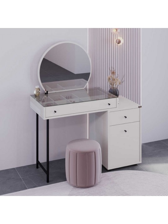 Τουαλέτα με καθρέπτη Dior Megapap χρώμα λευκό του πάγου 108x45x130εκ. Τουαλέτα με καθρέπτη Dior Megapap χρώμα λευκό του πάγου 108x45x130εκ.