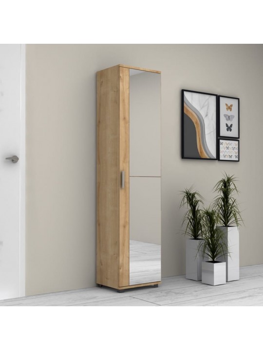 Ντουλάπα ρούχων - παπουτσοθήκη Visla Megapap μονόφυλλη με καθρέπτη χρώμα φυσικό οξιάς 45x36x187εκ. Ντουλάπα ρούχων - παπουτσοθήκη Visla Megapap μονόφυλλη με καθρέπτη χρώμα φυσικό οξιάς 45x36x187εκ.