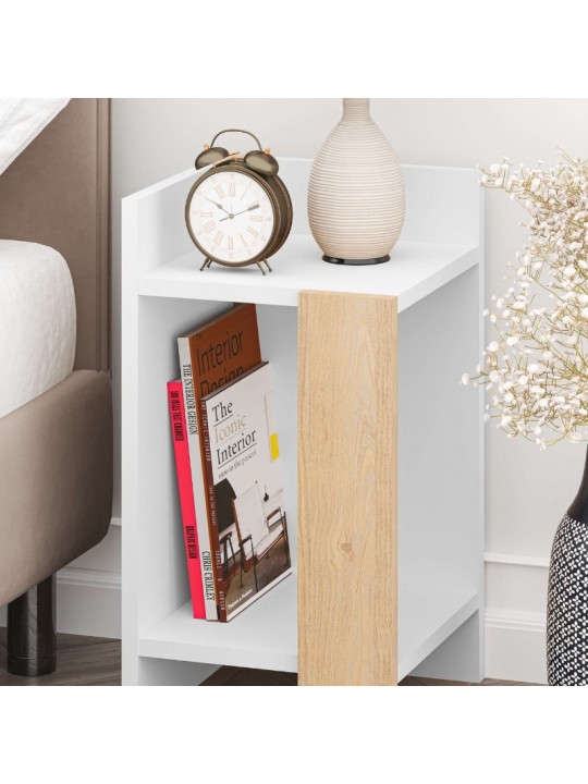 Κομοδίνο Elos Megapap χρώμα λευκό - saphhire oak 30x31,7x55εκ. Κομοδίνο Elos Megapap χρώμα λευκό - saphhire oak 30x31,7x55εκ.