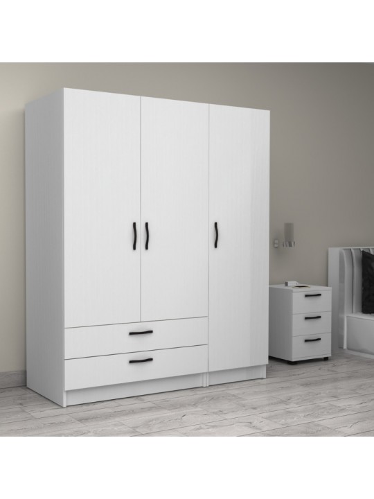 Ντουλάπα ρούχων Victoria Megapap τρίφυλλη με συρτάρια χρώμα λευκό 150x60x181εκ. Ντουλάπα ρούχων Victoria Megapap τρίφυλλη με συρτάρια χρώμα λευκό 150x60x181εκ.